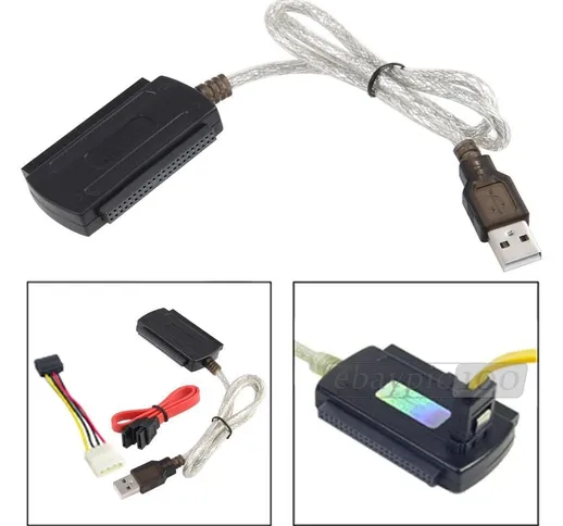 CAVO ADATTATORE IDE SATA USB 2.0 SUPPORTA HD HARD DSIK 2.5 3.5 ALIMENTATORE