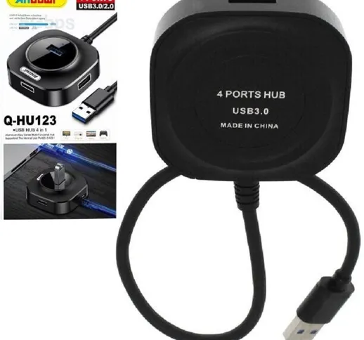 SMART HUB USB 4 IN 1 CON 4 PORTE USB 3.0/2.0 Q-HU123 TELEFONI COMPUTER NOTEBOOK