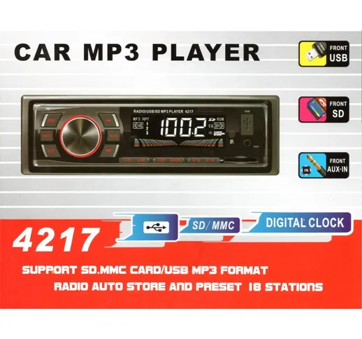 STEREO AUTO BLUETOOTH AUTORADIO FM MP3 USB SD AUX SD CARD VIVAVOCE 40W 4217