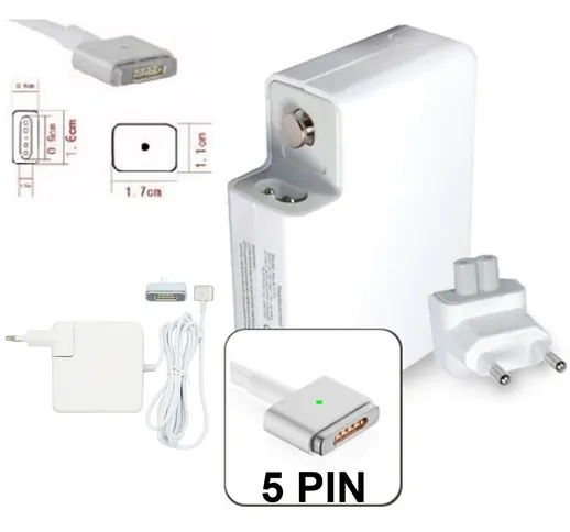 ALIMENTATORE 60W COMPATIBILE PER NOTEBOOK MAGSAFE 2 MACBOOK PRO RETINA 13' 5 PIN