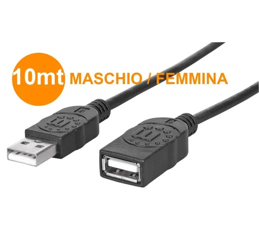CAVO USB PROLUNGA 10 METRI 10M MASCHIO / FEMMINA ESTENSIONE 10 MT PC DESKTOP
