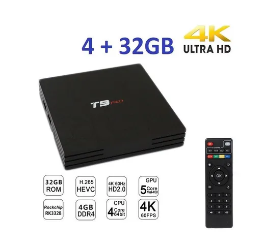 SMART TV BOX T9 PRO ANDROID 7.1.2 4GB RAM 32GB 4K IPTV GPU 5 CORE QUAD WIFI