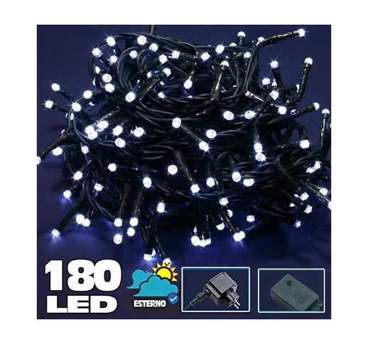 CATENA LUMINOSA 180 LED LUCI BIANCO FREDDO PER ESTERNO CONTROLLER 8 FUNZIONI 24V