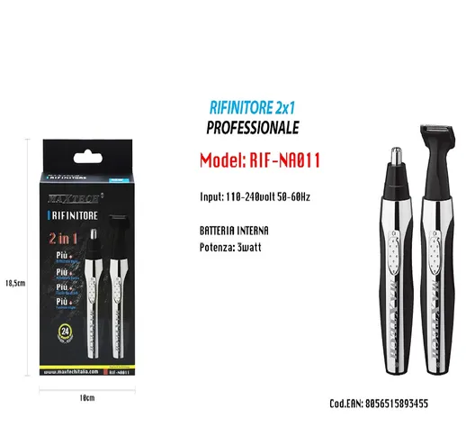 MINI RASOIO 2IN1 A BATTERIE TAGLIA CAPELLI RIFINISCI BARBA PELI NASO RIF-NA011