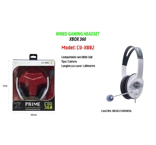 CUFFIA COMPATIBILE PER X-BOX 360 GAMING HEADSET WIRED MICROFONO MAXTECH CU-XB02