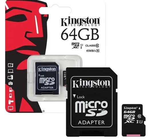 KINGSTON MICRO SD 64GB MICROSD CLASSE 10 SDHC SCHEDA DI MEMORIA CARD SMARTPHONE