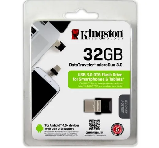KINGSTON 32GB DTDUO3.0 MICRODUO USB 3.0 OTG MICRO USB FLASH MEMORY DRIVE 32 GB