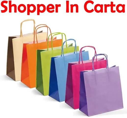 2 PZ BORSA SHOPPER BUSTA REGALO IN CARTA MODELLI ASSORTITI 210 GR 25x10x25 cm