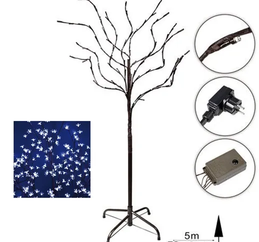 ALBERO DI NATALE LUMINOSO CILIEGIO PER INTERNO 192 LED 180CM BIANCO FREDDO