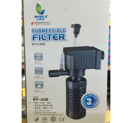 MINI FILTRO ACQUARIO SOMMERGIBILE PESCI ACQUA DOLCE SALATA IPF 408 2W 3IN1