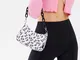 Bershka Borsa Mini Effetto Nylon Catena Donna Bianco/Nero