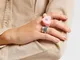Bershka Set 7 Anelli Colorati Strass Donna M Rosa