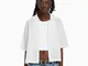 Bershka Camicia Strutturata Semplice A Maniche Corte Donna M Bianco
