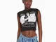 Bershka Maglietta Jean-Michel Basquiat Maniche Corte Stampa Donna L Grigio
