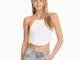 Bershka Shorts In Denim Strappati Tasche Donna 40 (Eu 36) Grigio
