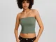 Bershka Top Bandeau Donna M Kaki