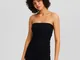 Bershka Vestito Mini Con Spalline E Arricciatura Laterale Donna M Nero
