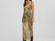 Bershka Vestito Midi A Fascia In Tulle Donna L Kaki