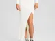 Bershka Gonna Midi Maglia Spacco Donna M Avorio
