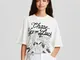Bershka Maglietta A Maniche Corte Oversize Stampa Donna L Avorio