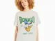 Bershka Maglietta Paperino Maniche Corte Stampa Donna S Bianco