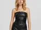 Bershka Tuta Lunga A Fascia Wide Leg In Similpelle Con Allacciatura Donna Xs Nero