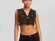 Bershka Gilet Cropped In Cotone Donna S Marrone