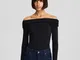 Bershka Body A Maniche Lunghe Scollo Bardot Donna Xs Nero