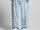 Bershka Jeans Baggy Stampa Uomo 48 (Eu 42) Azzurro Lavato