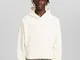 Bershka Felpa Cappuccio Cropped Uomo L Bianco Roto