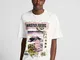 Bershka Maglietta A Maniche Corte Boxy Fit Stampata Uomo S Bianco