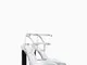 Bershka Scarpe Con Tacco Slingback Metallizzate Donna 41 Argentato