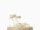 Bershka Sandali Bassi Metallizzati Allacciati Donna 38 Naturale