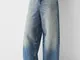 Bershka Jeans Super Baggy Donna 36 (Eu 32) Azzurro Lavato