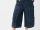 Bershka Jort Jeans Cargo Donna 38 (Eu 34) Azzurro