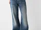 Bershka Jeans Baggy Flare Donna 36 (Eu 32) Azzurro