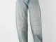 Bershka Jeans Balloon Low Waist Tagli Donna 36 (Eu 32) Azzurro Lavato