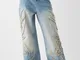 Bershka Jeans Baggy Con Dettaglio Donna 42 (Eu 38) Azzurro Lavato