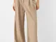 Bershka Pantaloni Larghi Tailored Fit Donna 48 (Eu 44) Camel