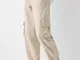 Bershka Pantaloni Jogger In Cotone Donna Xl Sabbia