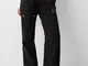 Bershka Pantaloni Cargo Low Waist In Cotone Con Fascetta Donna 40 (Eu 36) Nero