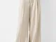 Bershka Pantaloni Wide Leg Tailored Fit Dettaglio Vita A Contrasto Donna 38 (Eu 34) Camel