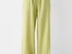 Bershka Pantaloni Straight Fit In Misto Lino Con Vita Elasticizzata Donna Xs Verde