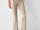 Bershka Pantaloni Flare Con Risvolto In Vita Donna L Camel