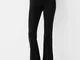 Bershka Pantaloni Flare Con Risvolto In Vita Donna Xs Nero