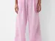 Bershka Pantaloni Wide Leg A Righe Donna 46 (Eu 42) Rosa