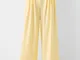 Bershka Pantaloni Tailored Fit Wide Leg A Pieghe Donna 46 (Eu 42) Giallo