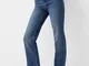 Bershka Jeans Flare Comfort Fit Spacco Laterale Donna 38 (Eu 34) Azzurro