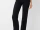 Bershka Jeans Flare Comfort Fit Spacco Laterale Donna 40 (Eu 36) Nero