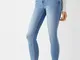 Bershka Jeans Skinny Low Waist Donna 38 (Eu 34) Azzurro Lavato